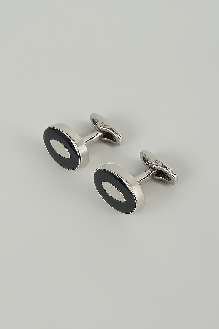 Silver Finish Eclipse Cufflinks (Set Of 2) by SALIL BHATIA at Pernia's Pop Up Shop