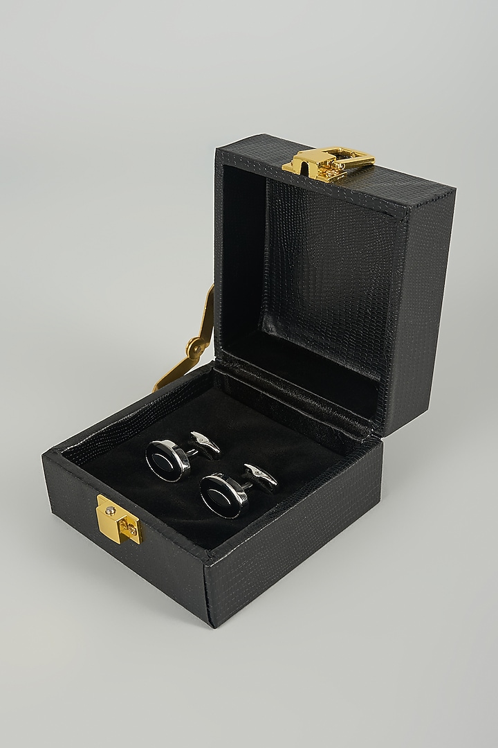 Silver Finish Eclipse Cufflinks (Set Of 2) by SALIL BHATIA at Pernia's Pop Up Shop