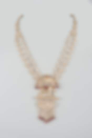 Gold Finish Wine Bead & Crystal Layered Mala by SALIL BHATIA at Pernia's Pop Up Shop