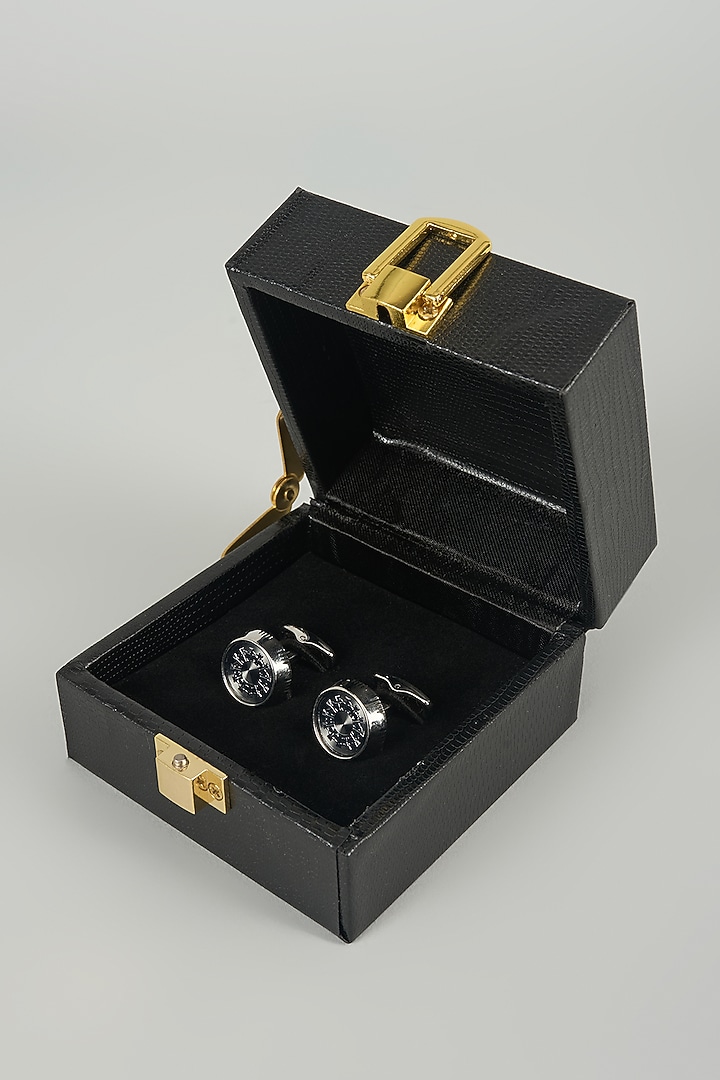 Silver Finish Stardust Cufflinks (Set Of 2) by SALIL BHATIA at Pernia's Pop Up Shop
