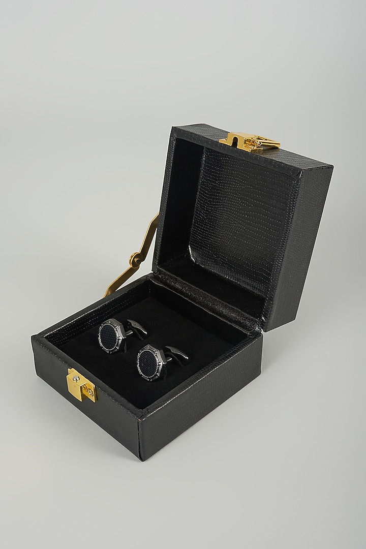 Gunmetal Finish Gamers Cufflinks (Set Of 2) by SALIL BHATIA at Pernia's Pop Up Shop