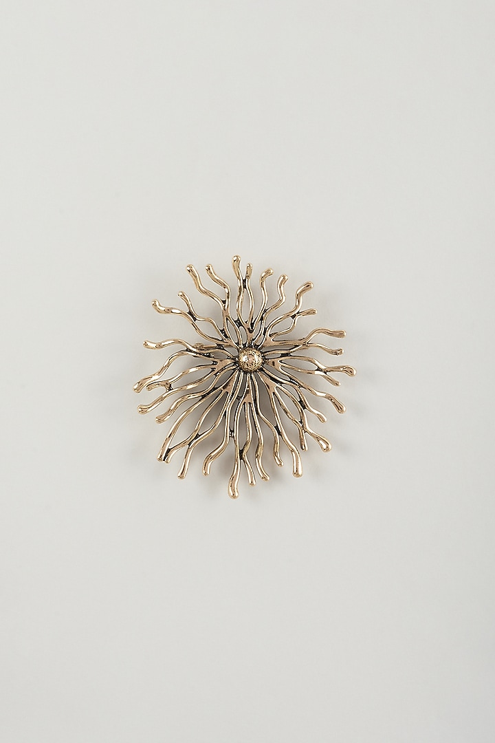 Antique Finish Embellished Floral Burst Brooch by SALIL BHATIA at Pernia's Pop Up Shop