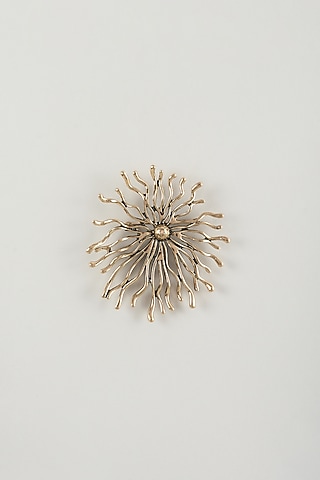Antique Finish Embellished Floral Burst Brooch by SALIL BHATIA