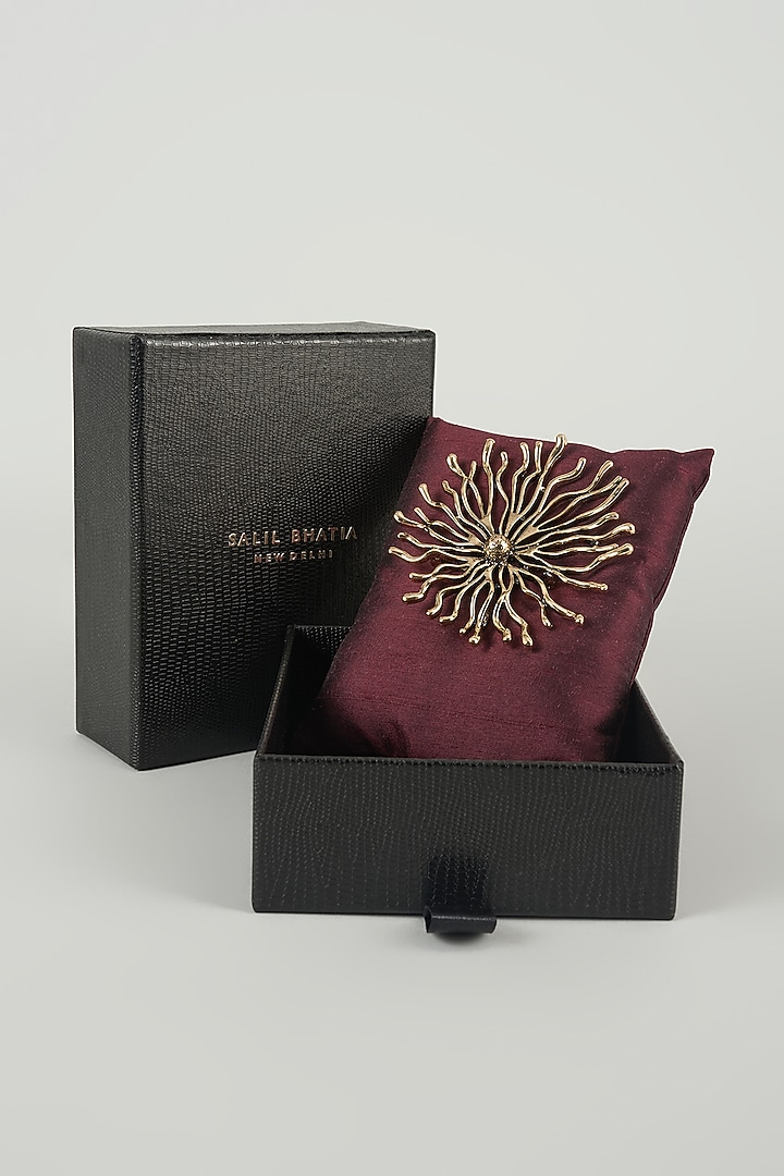 Antique Finish Embellished Floral Burst Brooch by SALIL BHATIA at Pernia's Pop Up Shop