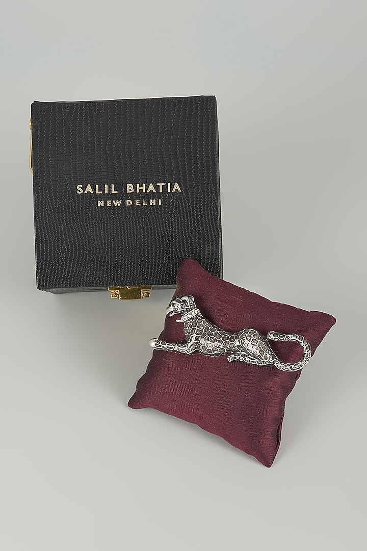 Silver Finish Shadow Hunter Embellished Brooch by SALIL BHATIA at Pernia's Pop Up Shop