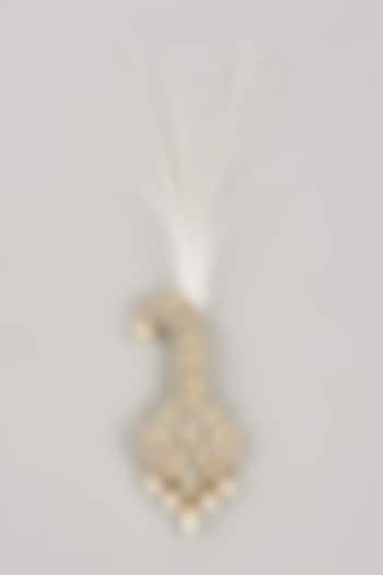 Soft Gold Semi-Precious Kundan & Pearl Feather Kalangi by SALIL BHATIA at Pernia's Pop Up Shop