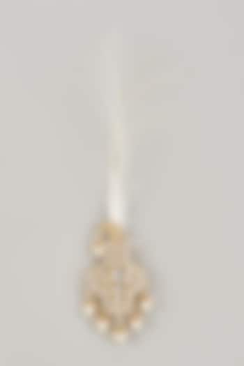 Soft Gold Semi-Precious Kundan & Pearl Feather Kalangi by SALIL BHATIA at Pernia's Pop Up Shop