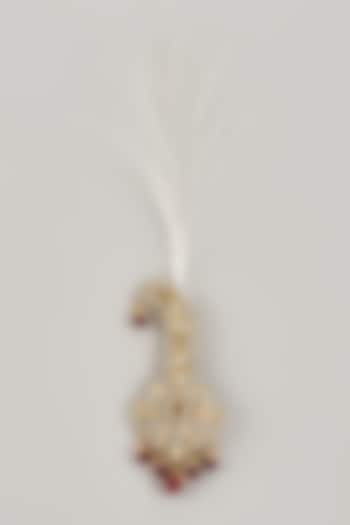Soft Gold Semi-Precious Kundan & Pearl Feather Kalangi by SALIL BHATIA at Pernia's Pop Up Shop