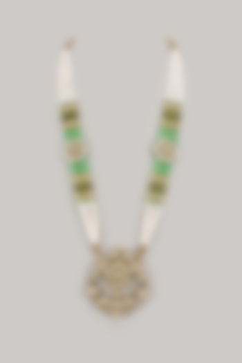 White & Mint Green Semi-Precious Stone Handmade Mala by SALIL BHATIA at Pernia's Pop Up Shop