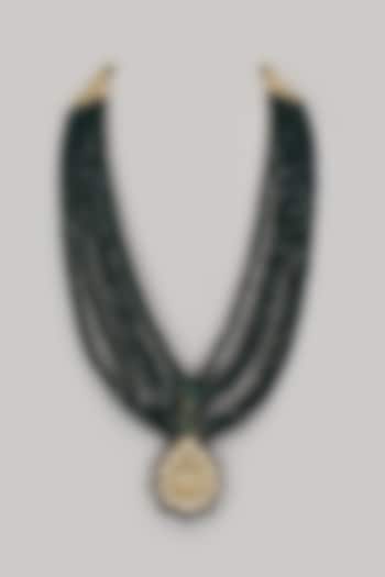 Emerald Green Semi-Precious Stone Handmade Layered Mala by SALIL BHATIA at Pernia's Pop Up Shop