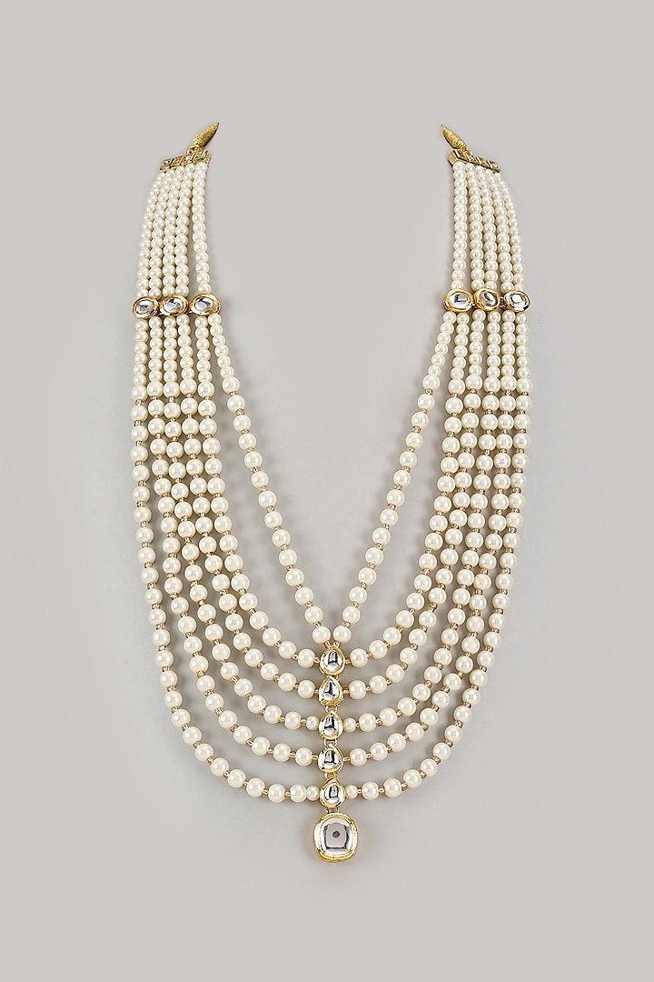 Ivory Semi-Precious Pearl Handmade Layered Mala by SALIL BHATIA