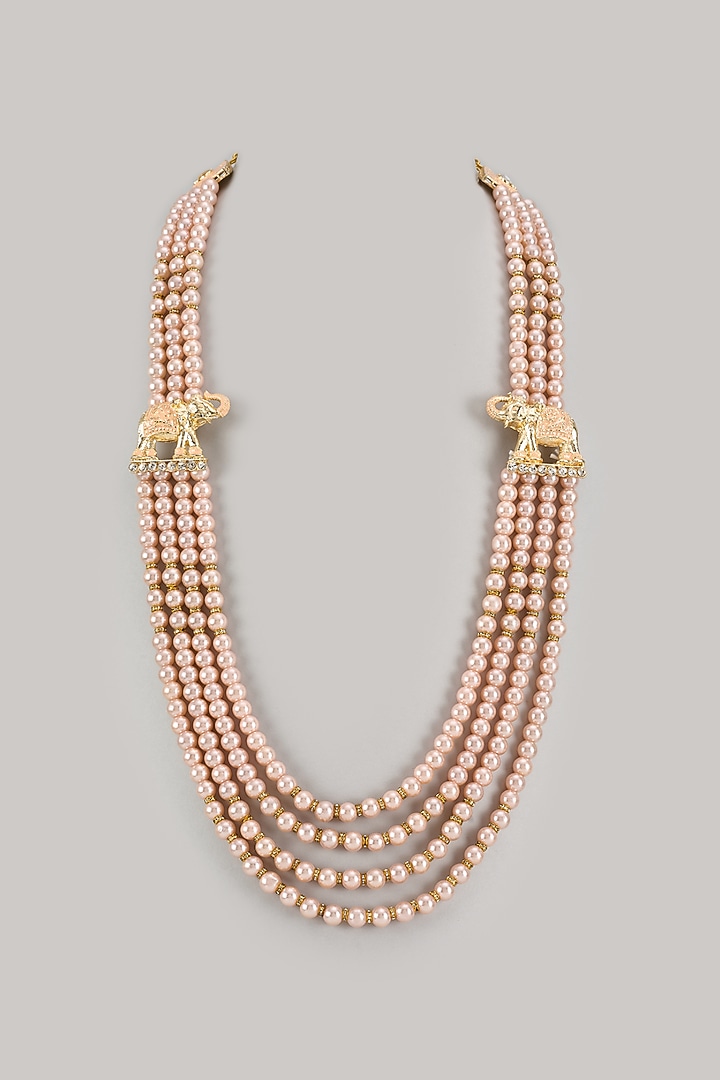 Shell Pink Semi-Precious Pearl Handmade Mala by SALIL BHATIA at Pernia's Pop Up Shop