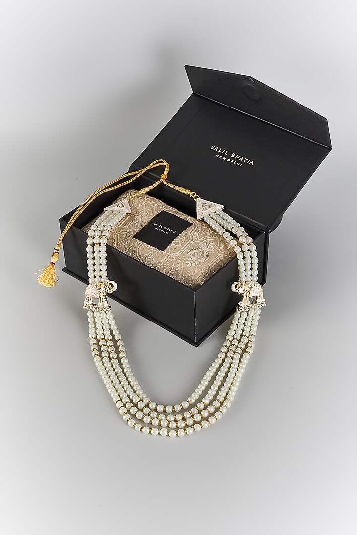 Ivory Semi-Precious Pearl Handmade Mala by SALIL BHATIA at Pernia's Pop Up Shop