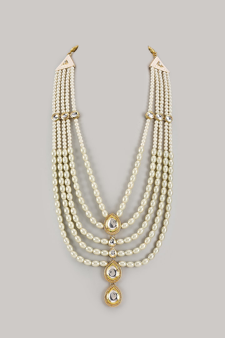 Ivory Semi-Precious Stone Handmade Layered Mala by SALIL BHATIA