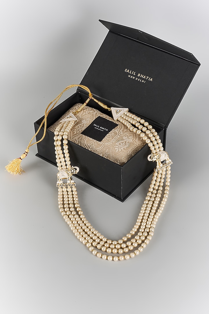 Ivory Semi-Precious Pearl Handmade Mala by SALIL BHATIA at Pernia's Pop Up Shop