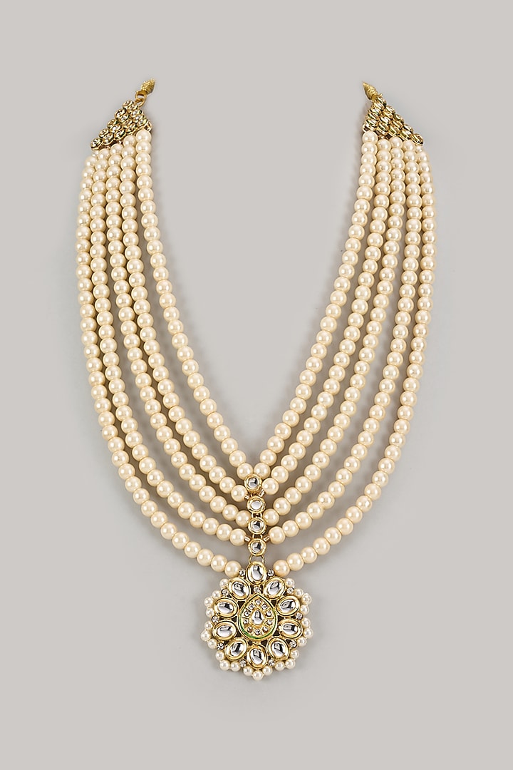 Ivory Semi-Precious Pearl Handmade Layered Mala by SALIL BHATIA