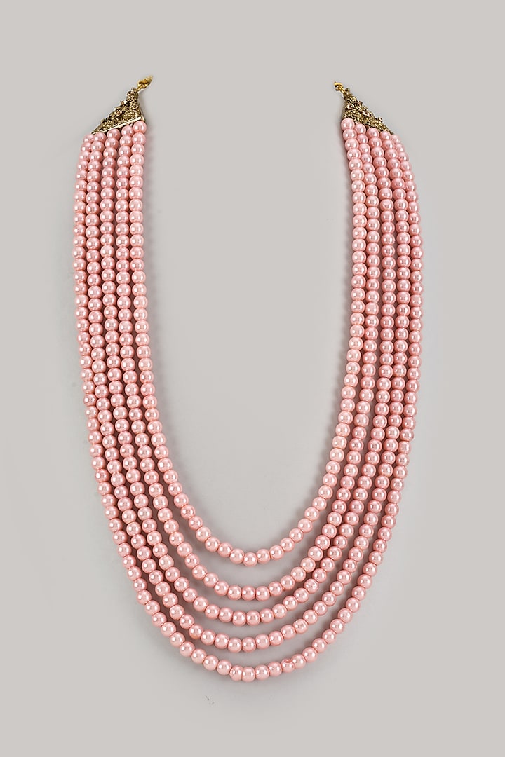 Pink Semi-Precious Pearl Layered Mala by SALIL BHATIA