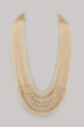 Warm Ivory Semi-Precious Pearl Layered Mala by SALIL BHATIA