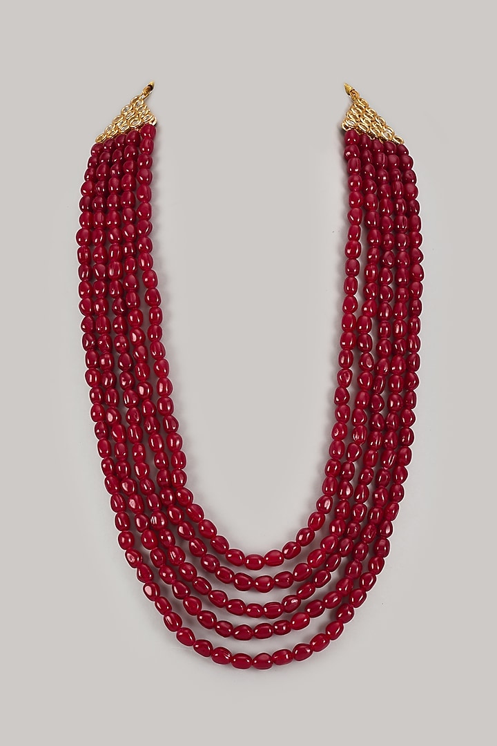 Maroon Semi-Precious Stone Layered Mala by SALIL BHATIA