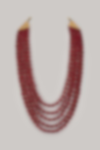 Maroon Semi-Precious Stone Layered Mala by SALIL BHATIA