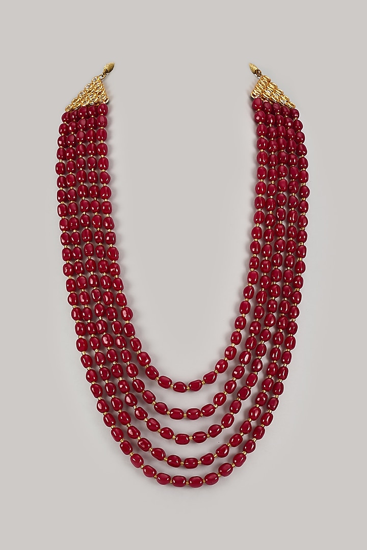 Maroon Semi-Precious Stone Layered Mala by SALIL BHATIA