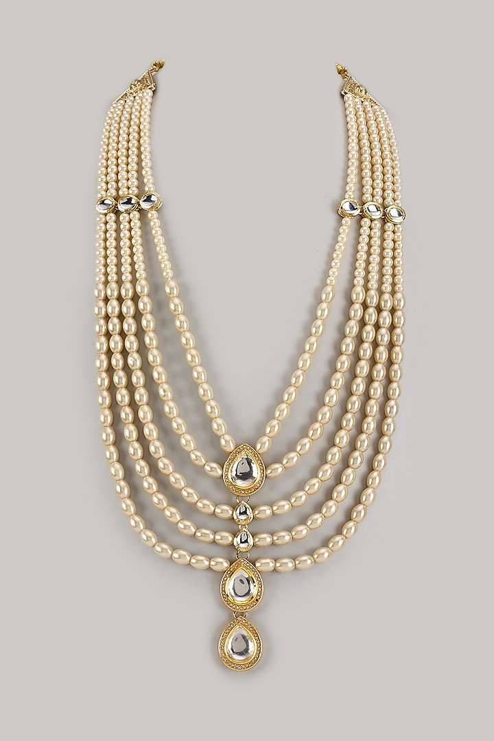 Ivory Semi-Precious Stone Handmade Layered Mala by SALIL BHATIA