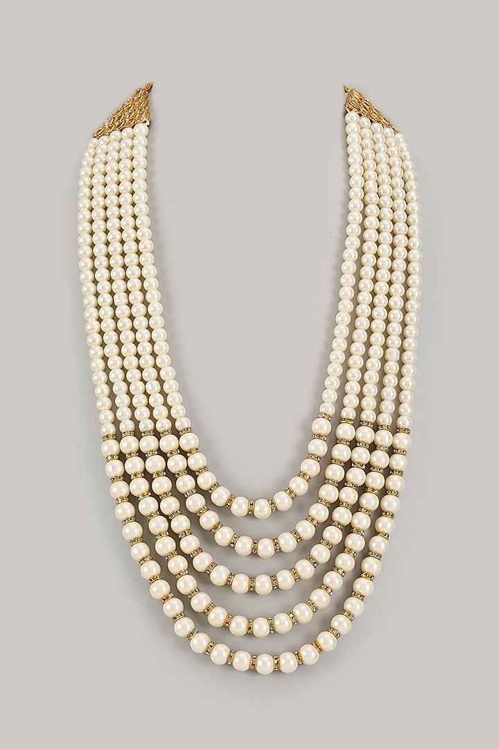 Ivory Semi-Precious Pearl Layered Mala by SALIL BHATIA