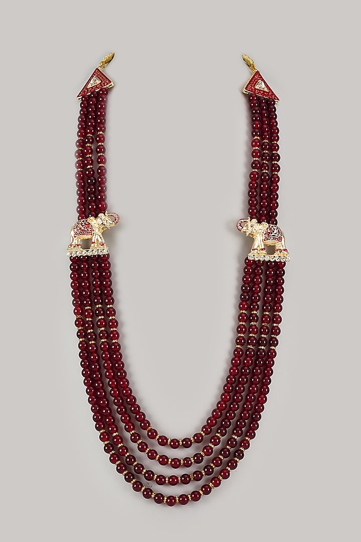 Maroon Semi-Precious Pearl Handmade Mala by SALIL BHATIA