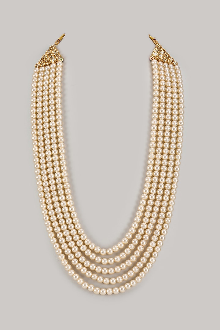 Ivory Semi-Precious Pearl Layered Mala by SALIL BHATIA