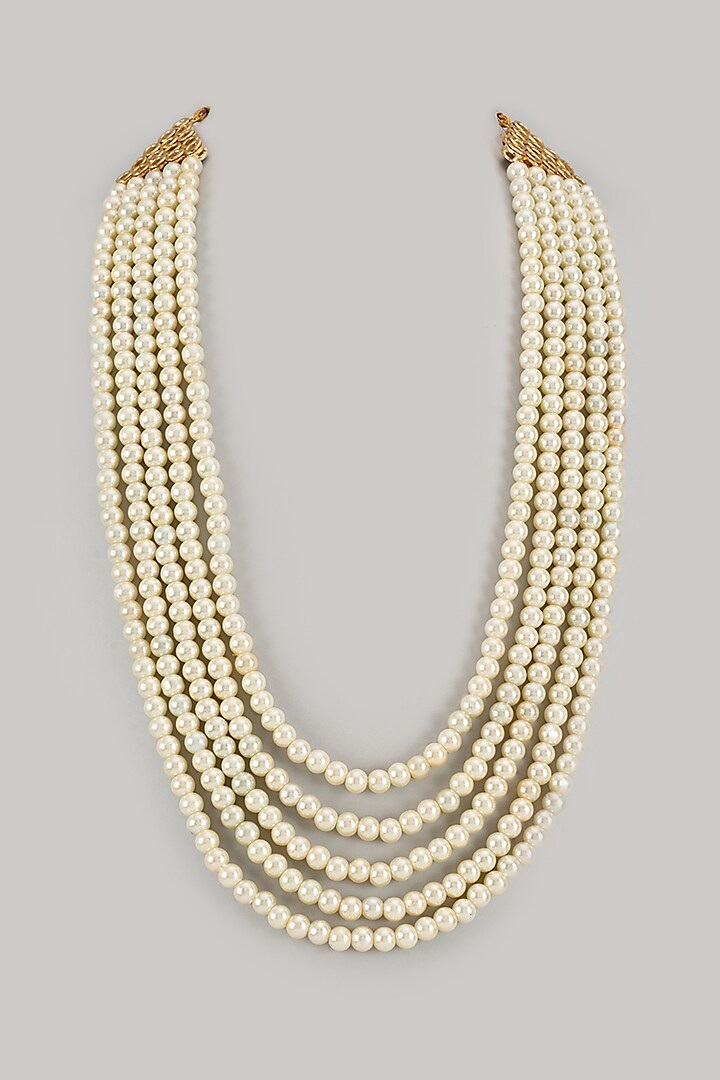 Ivory Semi-Precious Pearl Layered Mala by SALIL BHATIA