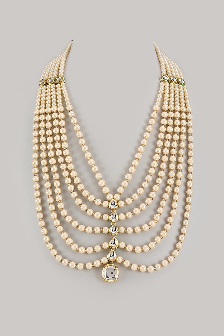 Ivory Semi-Precious Pearl Handmade Layered Mala by SALIL BHATIA