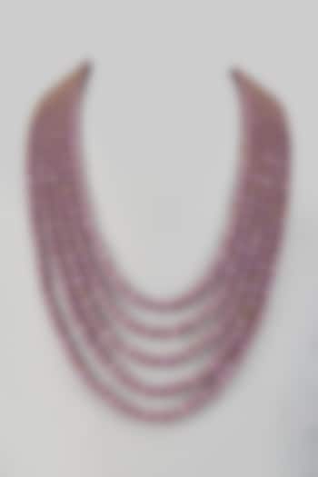 Lilac Semi-Precious Stone Layered Mala by SALIL BHATIA