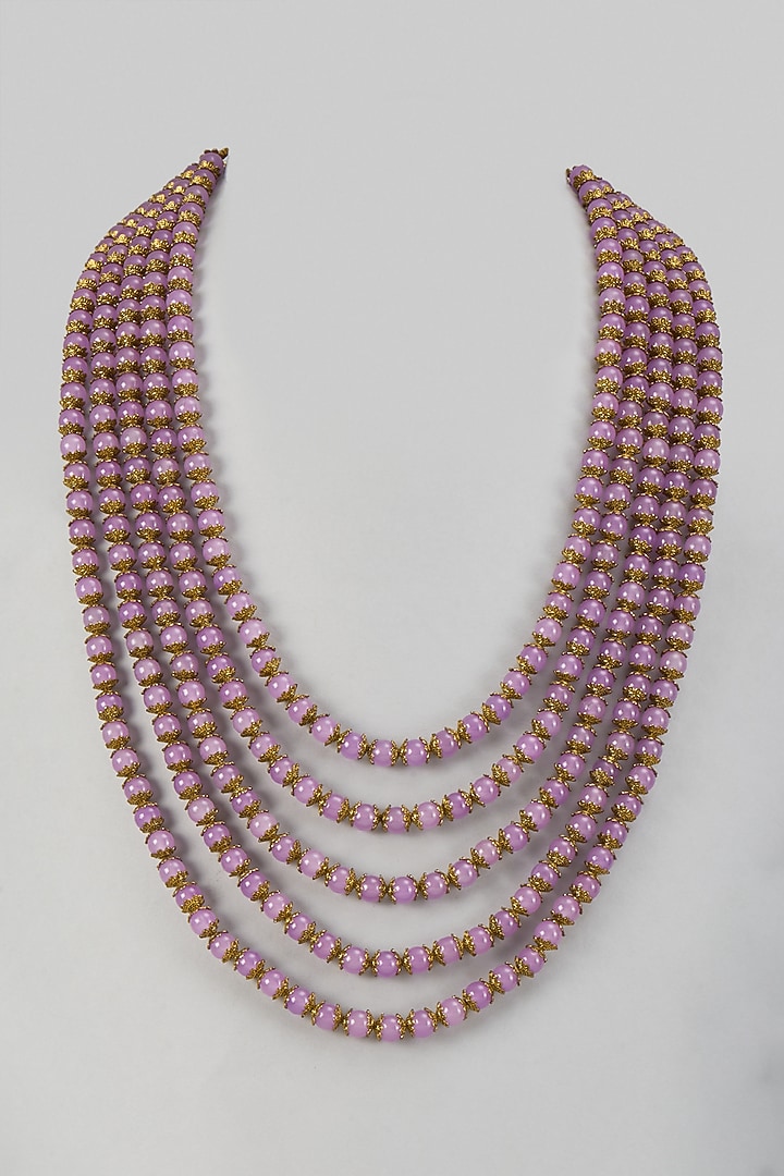 Lilac Semi-Precious Stone Layered Mala by SALIL BHATIA