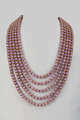 Lilac Semi-Precious Stone Layered Mala by SALIL BHATIA