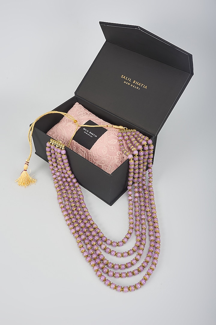 Lilac Semi-Precious Stone Layered Mala by SALIL BHATIA at Pernia's Pop Up Shop