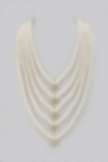 White Semi-precious Stone Handmade Layered Mala by SALIL BHATIA