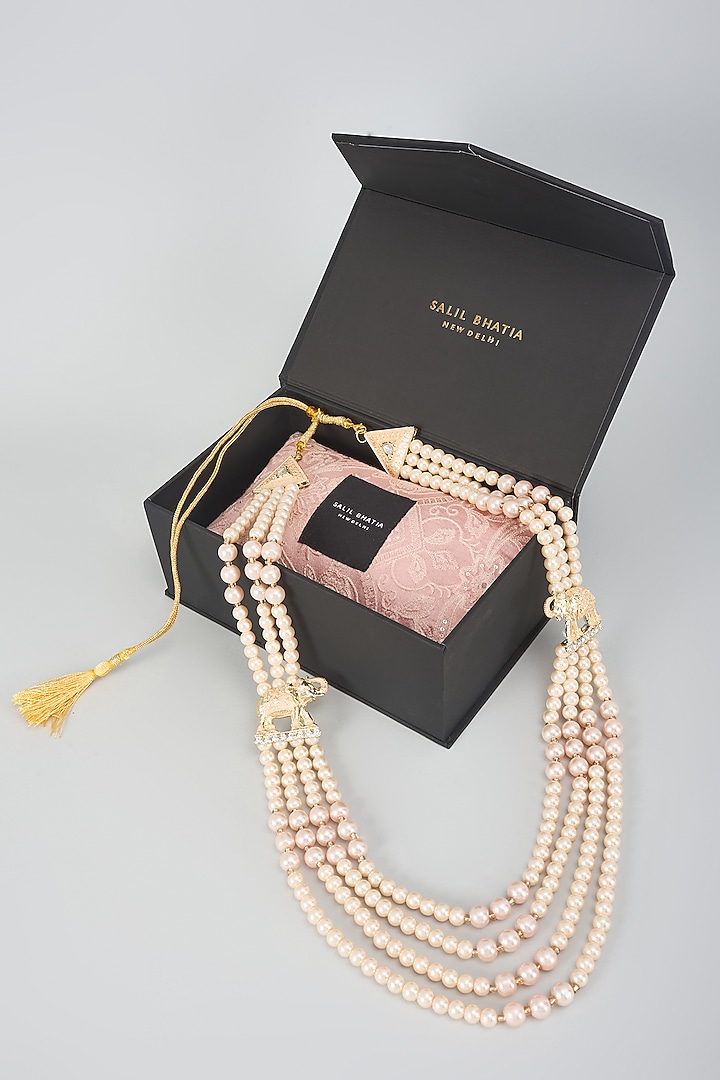 Pink Semi-precious Stone Handmade Mala by SALIL BHATIA at Pernia's Pop Up Shop