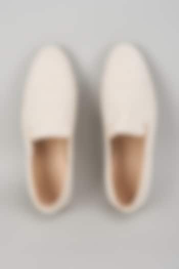 Ivory Silk Thread Embellished Loafers by SALIL BHATIA at Pernia's Pop Up Shop