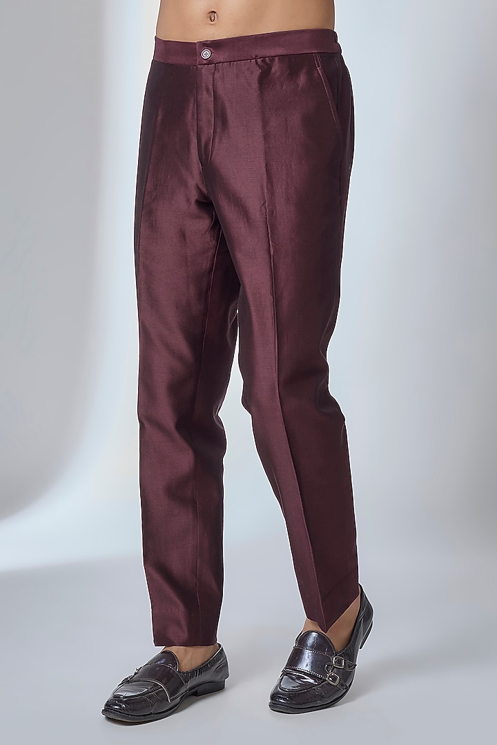 Wine Georgette Thread Work Indo Western Jacket Set by SALIL BHATIA at Pernia's Pop Up Shop
