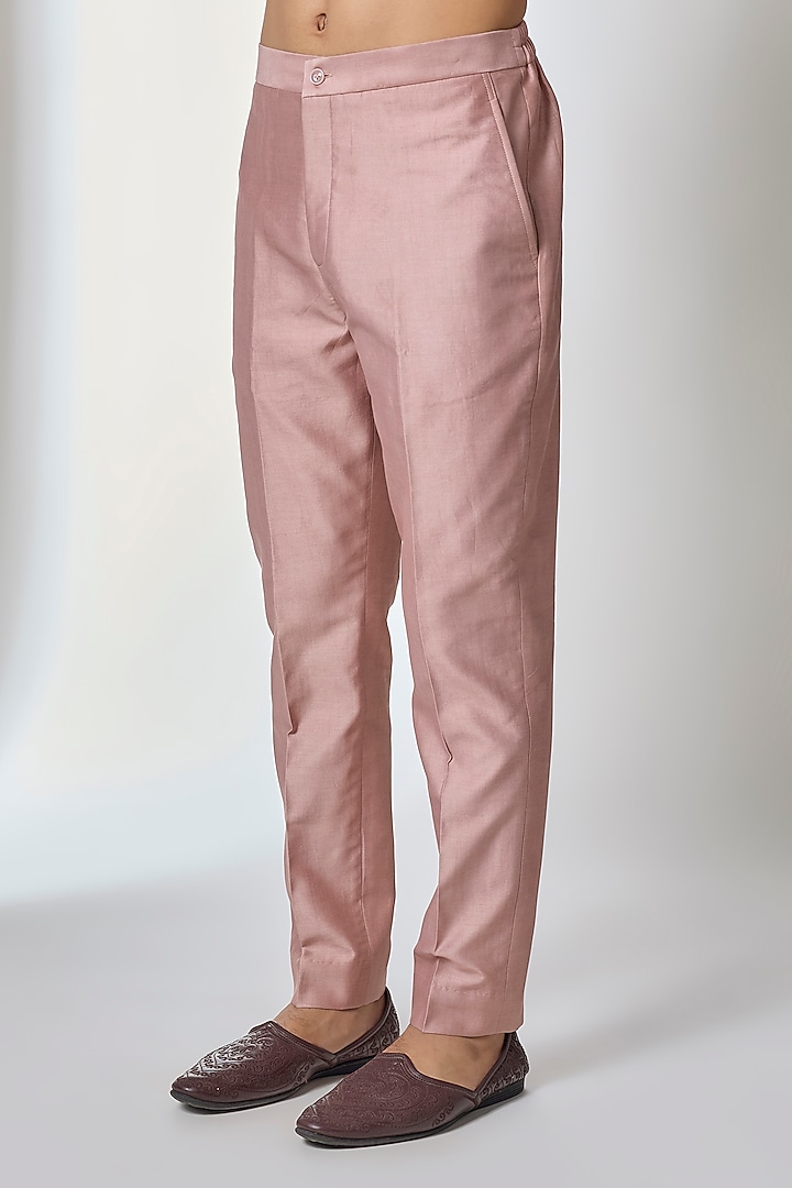 Dusty Pink Dola Silk Thread Work Long Jacket Set by SALIL BHATIA at Pernia's Pop Up Shop