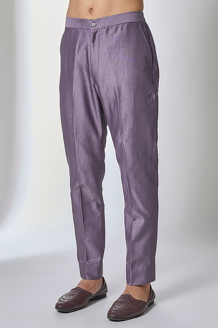 Plum Dola Silk Thread Work Nehru Jacket Set by SALIL BHATIA at Pernia's Pop Up Shop