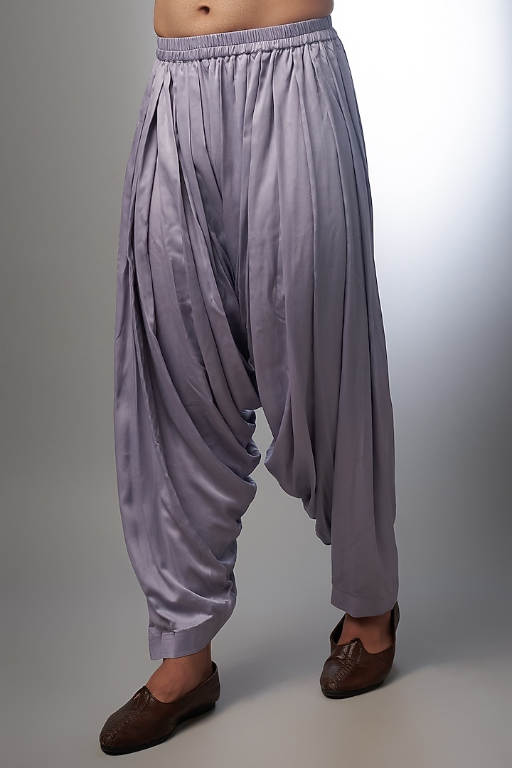 Lilac Raw Silk Embroidered Kurta Set by SALIL BHATIA at Pernia's Pop Up Shop