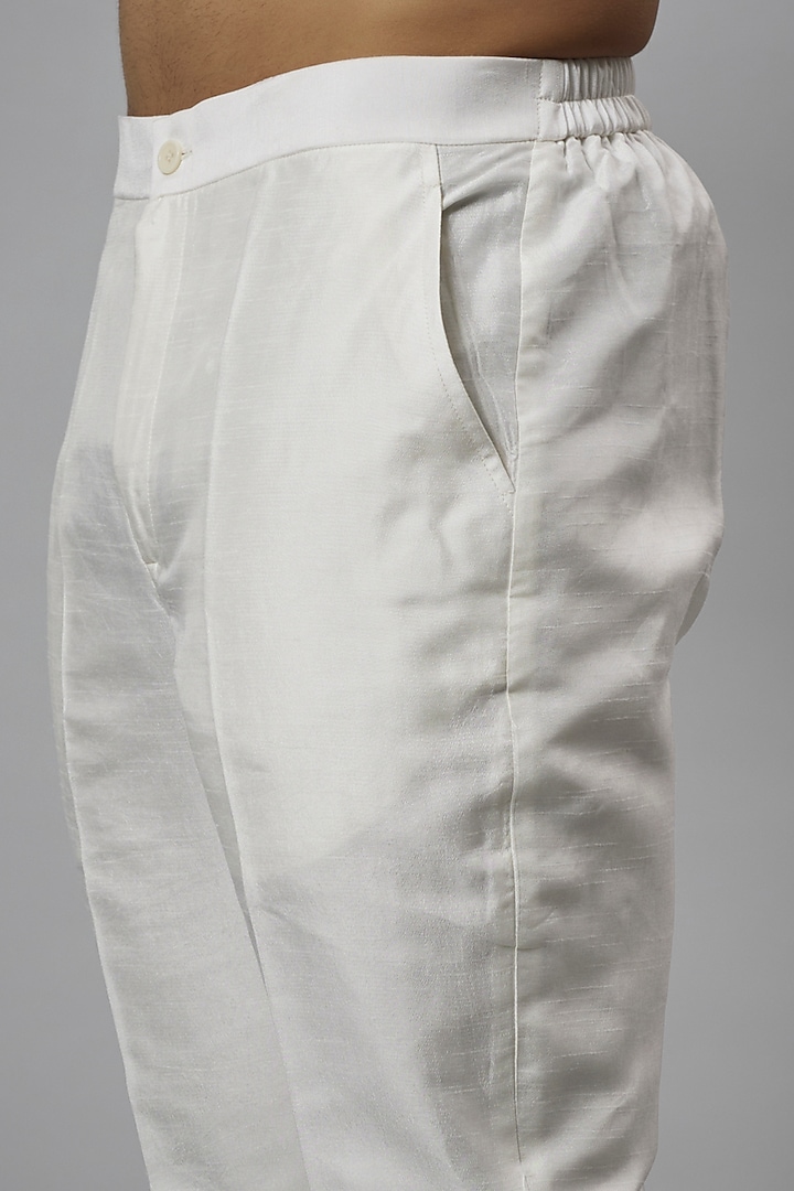 Ivory Silk Chanderi Pants by SALIL BHATIA at Pernia's Pop Up Shop