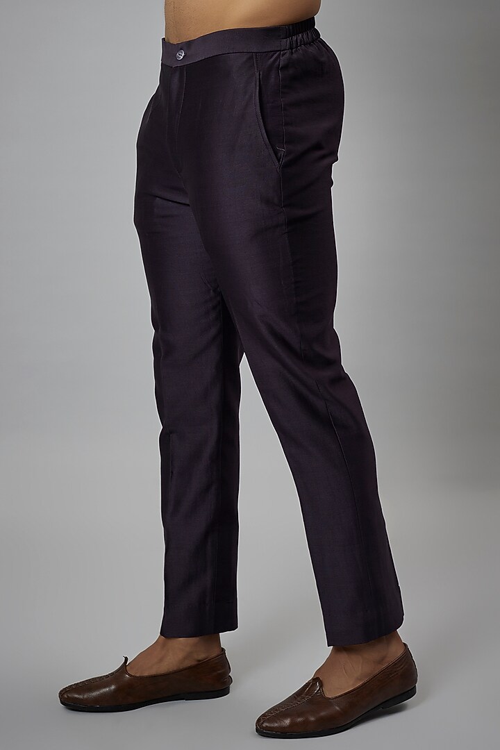 Plum Silk Chanderi Kurta Set by SALIL BHATIA at Pernia's Pop Up Shop