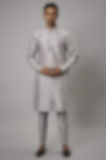 Grey Silk Chanderi Kurta Set by SALIL BHATIA at Pernia's Pop Up Shop