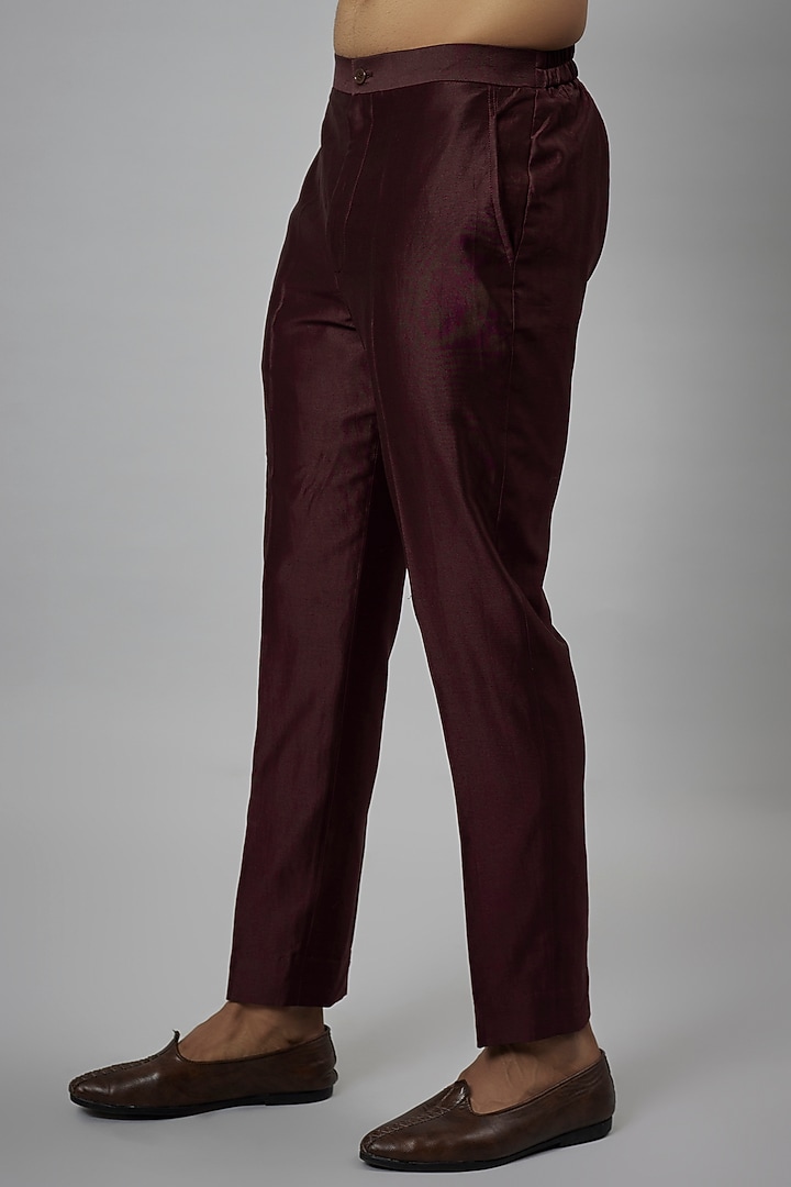 Wine Silk Chanderi Kurta Set by SALIL BHATIA at Pernia's Pop Up Shop