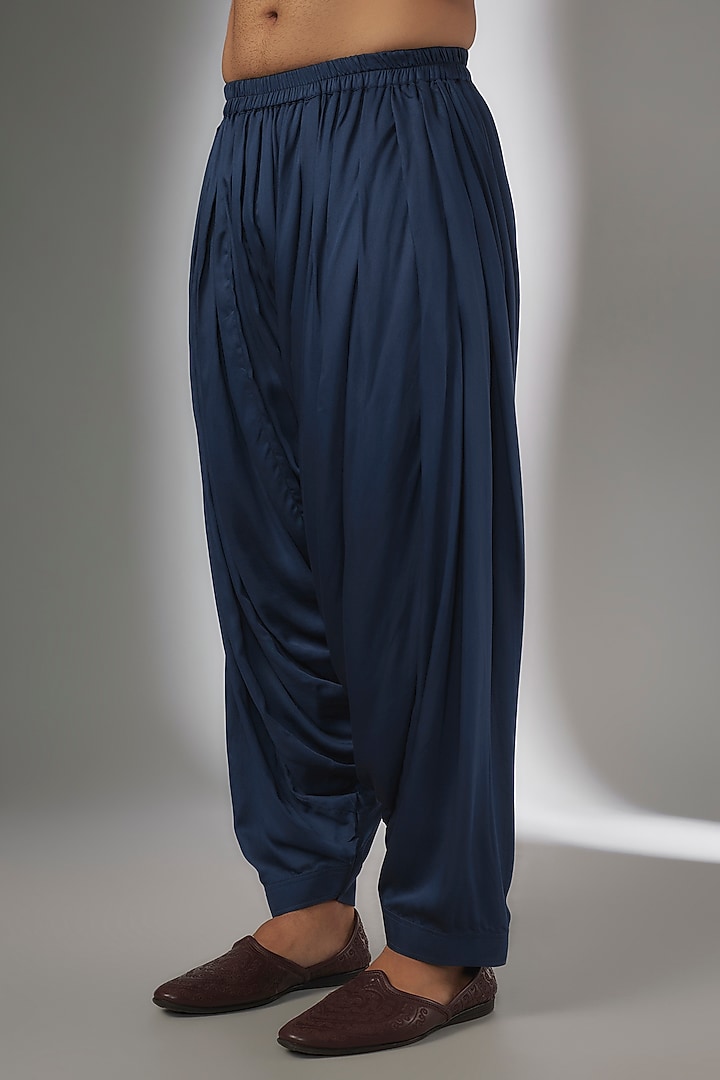 Royal Blue Dola Silk Mirror Work Kurta Set by SALIL BHATIA at Pernia's Pop Up Shop