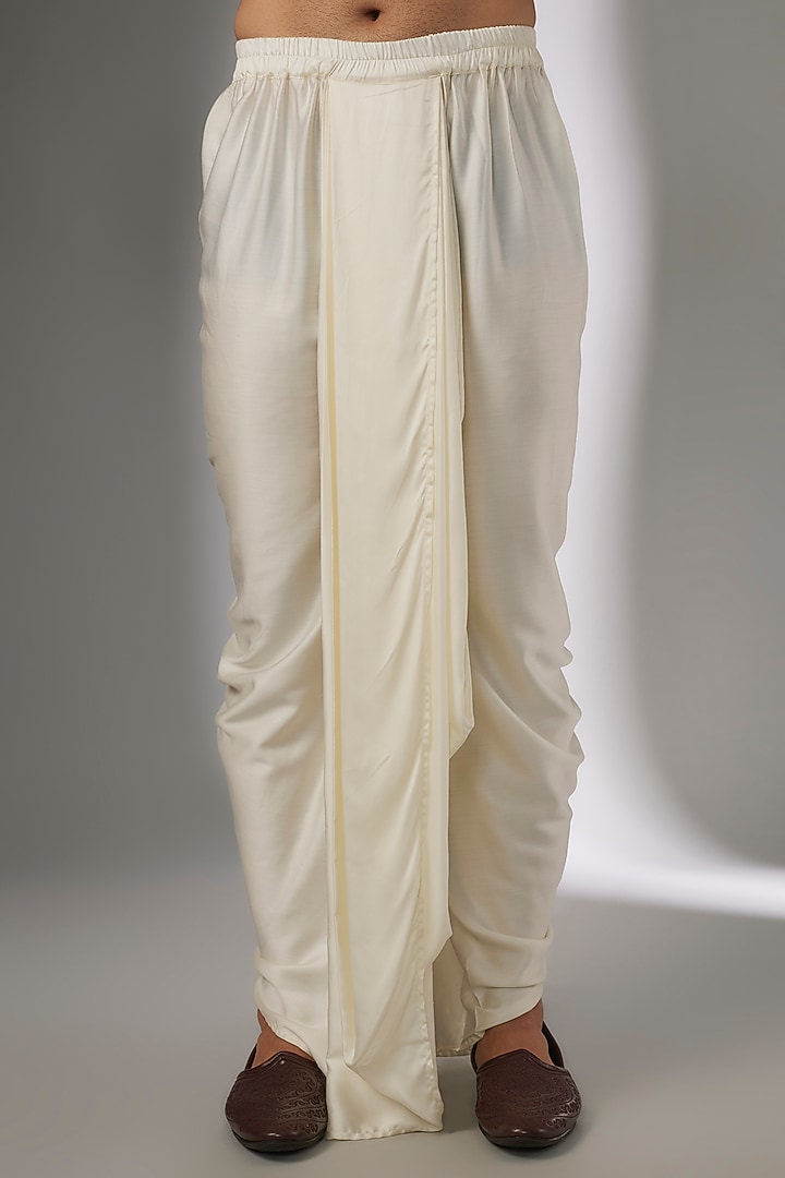 Ivory Raw Silk Thread Work Kurta Set by SALIL BHATIA at Pernia's Pop Up Shop