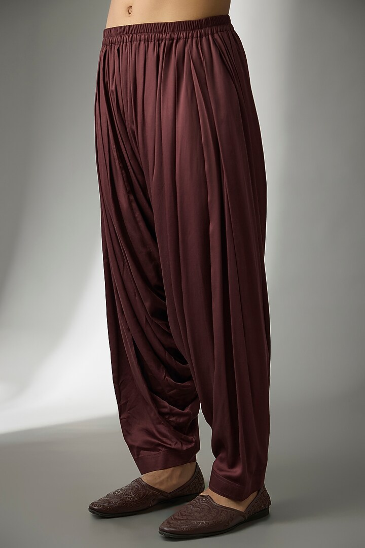 Wine Pure Silk Mirror Work Kurta Set by SALIL BHATIA at Pernia's Pop Up Shop