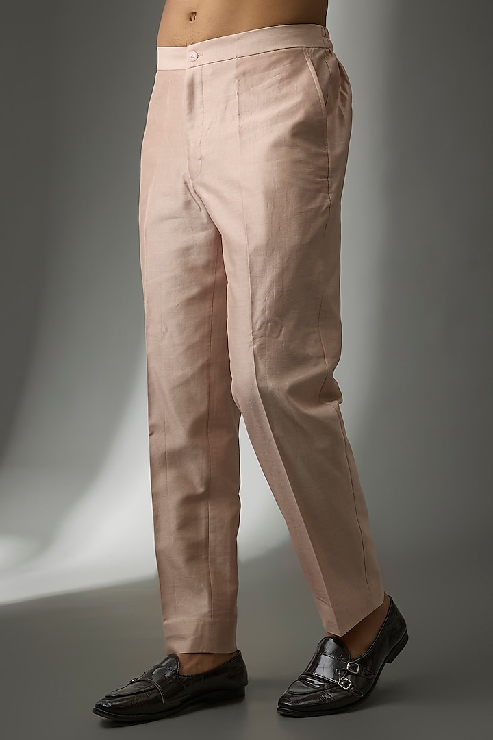Peach Pink Silk Chanderi Sequins Embellished Wedding Indowestern Set by SALIL BHATIA at Pernia's Pop Up Shop